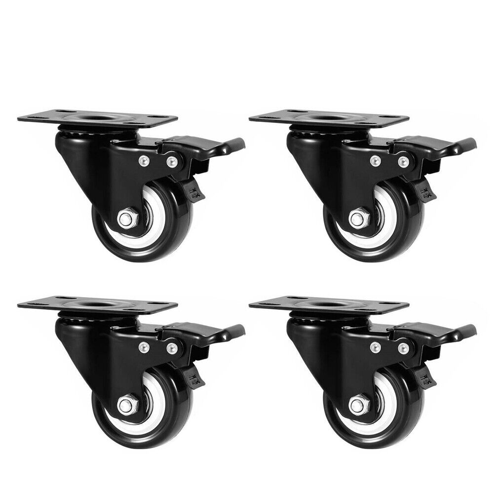 US 4-8Pc Heavy Duty Swivel Casters with Lock Brakes 2" Polyurethane Wheels