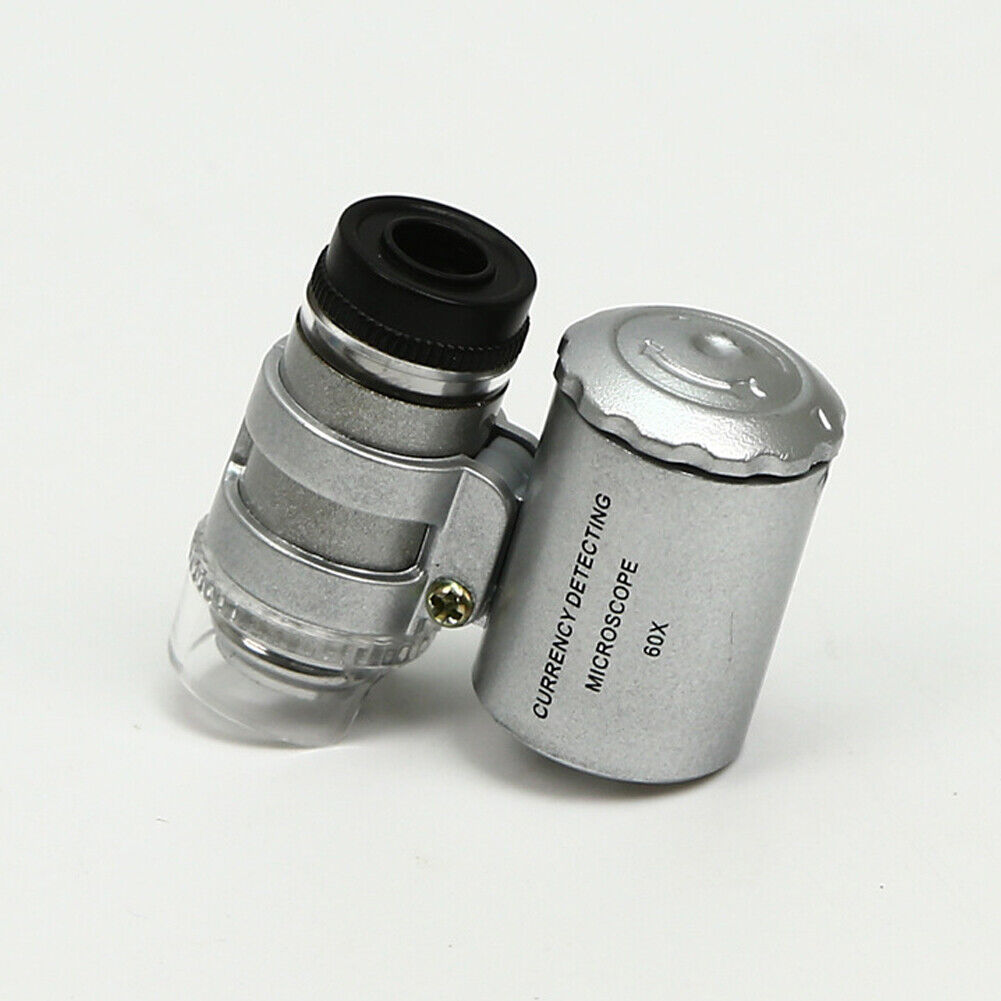 US 2-4 Pc Jewellers Pocket Magnifier 60X Jewelry Magnifying Loupe With Led Light