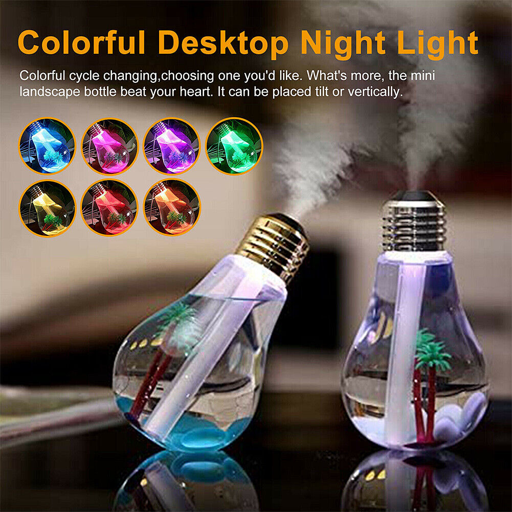 US 1-2 Pack USB Desktop Bulb Air Humidifier Essential Oil Diffuser Aromatherapy