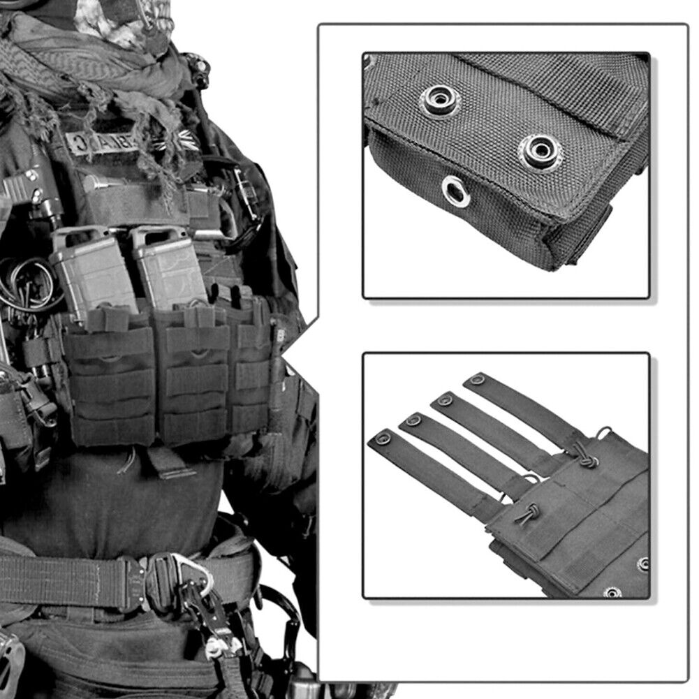 US 2-4 Tactical Molle Triple Magazine Pouch Nylon Open Top 5.56 .223 Rifle Mag