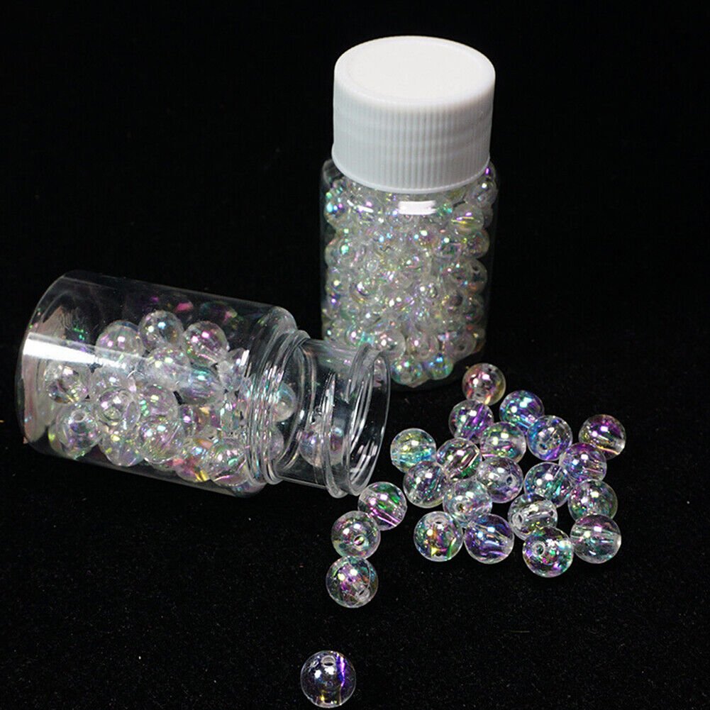 US 60~240 Pcs 6~10mm Plastic Acrylic Round Loose Clear/AB Bubble Beads with Hole