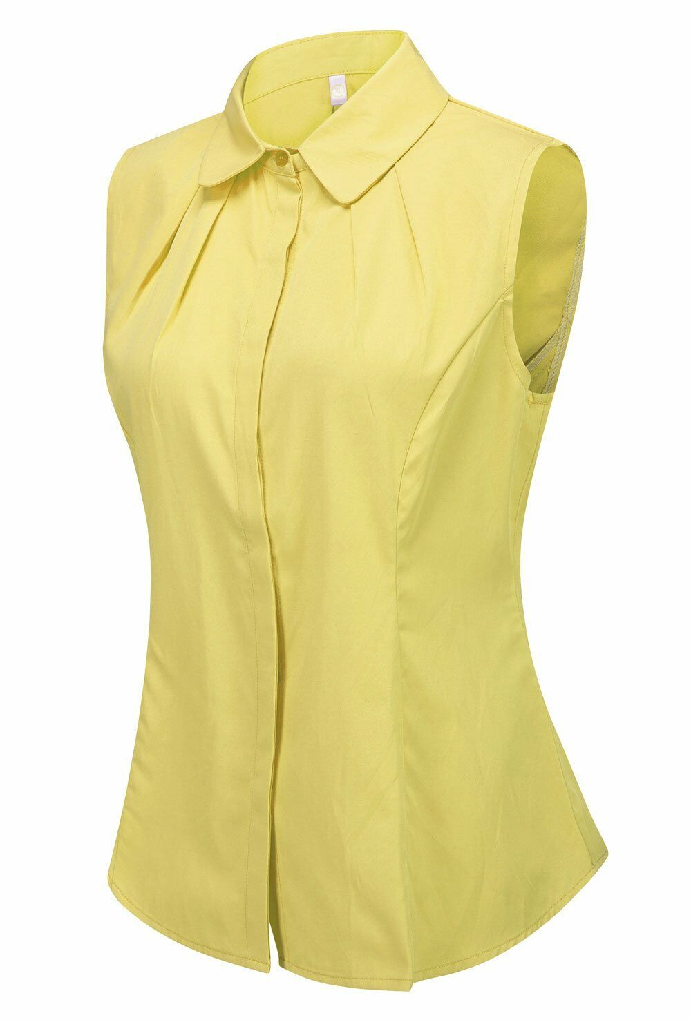 Women's Cotton Sleeveless Button Down Shirt Collared Pleated Blouse