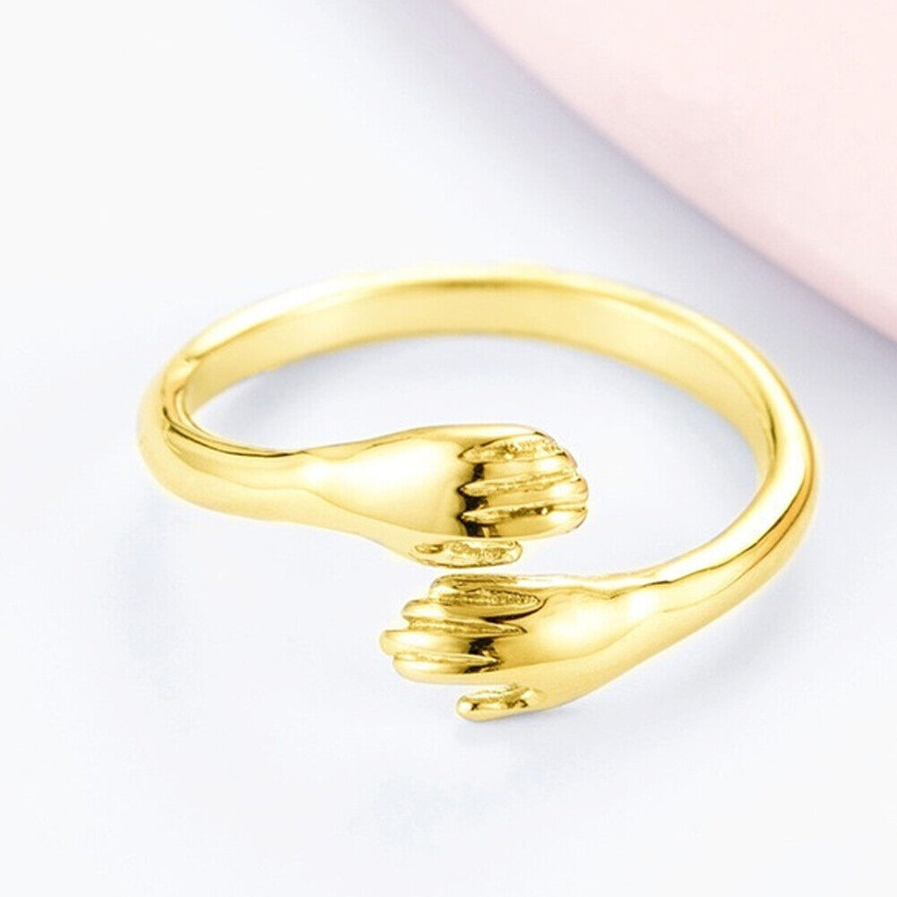 US 2-4 Pcs Give Me a Hug Ring Adjustable Couple Lover Valentine's Day Gift Girl