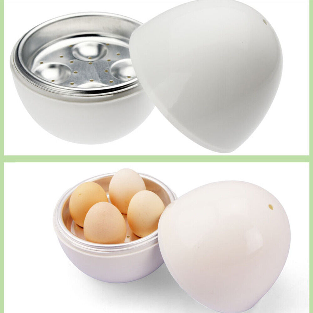 US 2-4Pc Wireless Microwave Hardboiled Egg Maker Shell Steamer Kitchen Cook Tool