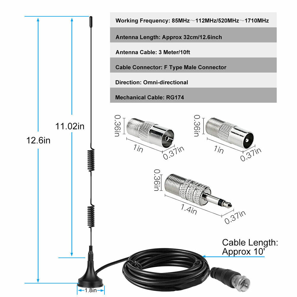 US 2-4 Pack Indoor Digital Antenna HD AM FM Radio Stereo Receiver Magnetic Stand