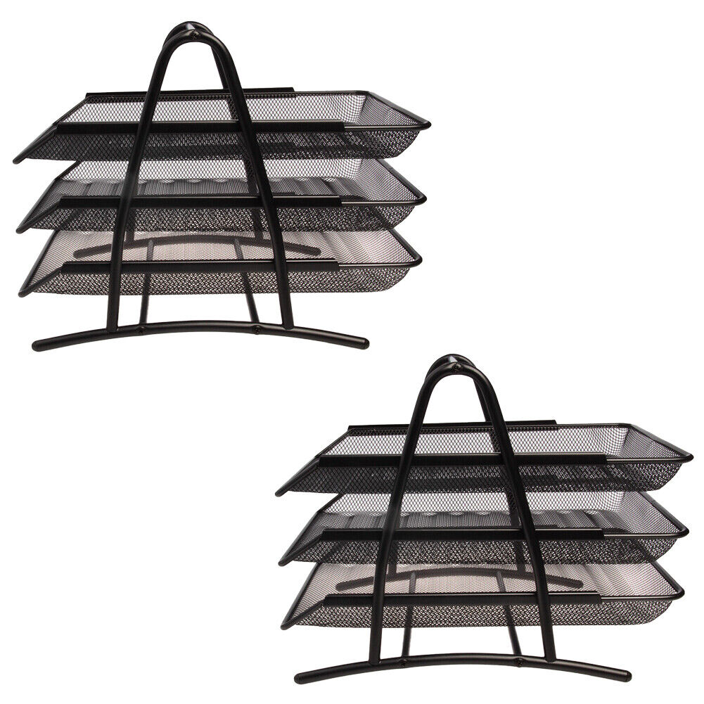 US Mesh Notebook Letter Tray 3 Tier Desk Organizer For Office Supplies Folders