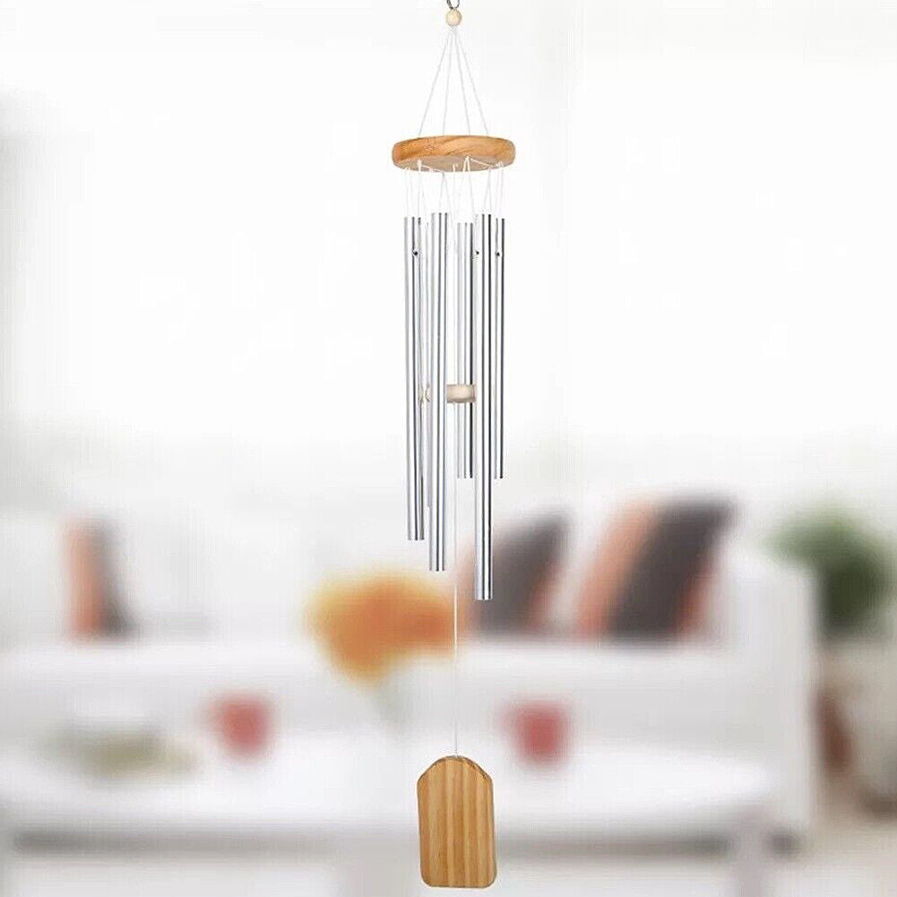 US 2-4 Pcs 25.6 Inch Wind Chime Outdoor Sympathy Chapel Bells Wood 6 Tuned Tubes