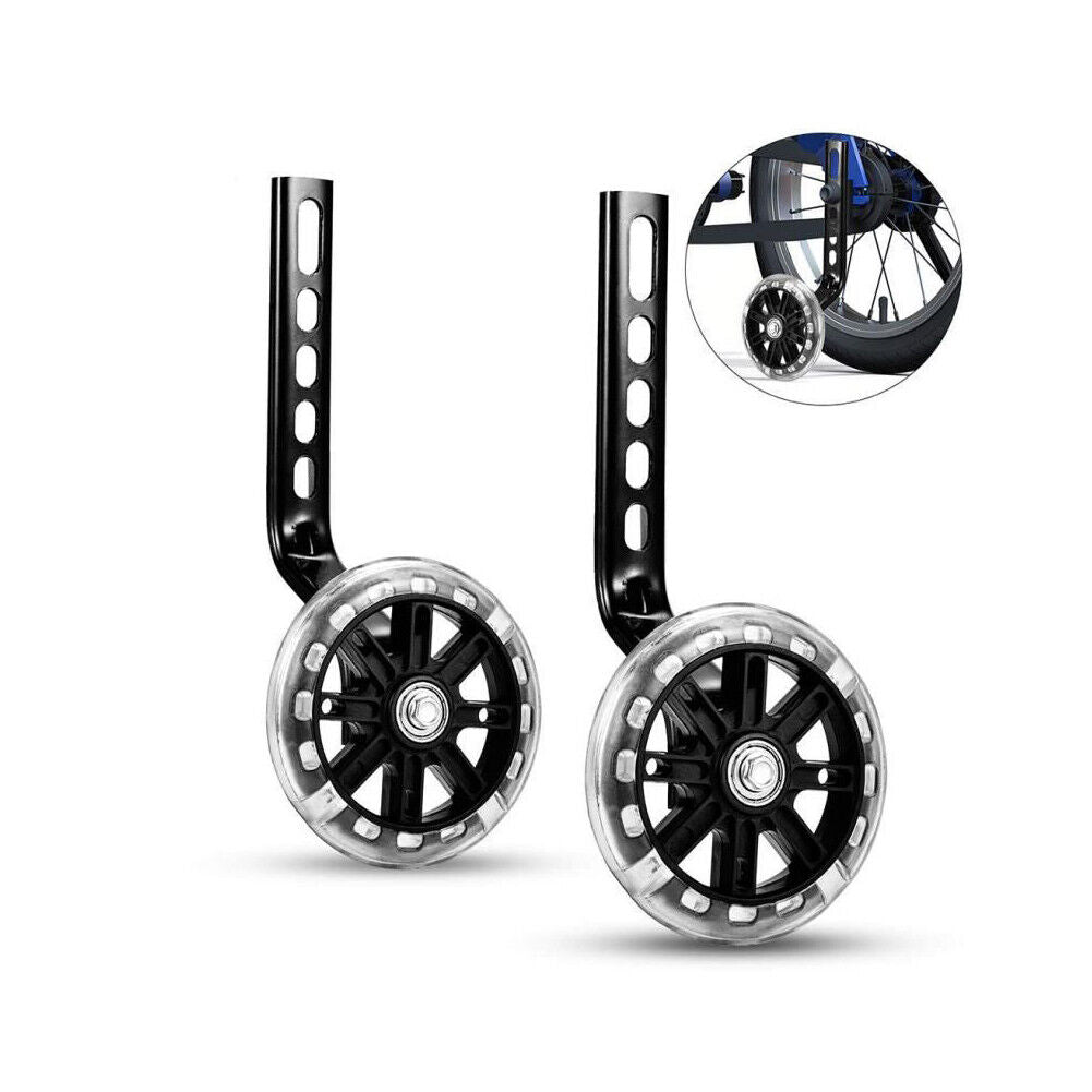 US 2-4 Pcs LED Kids Bike Stabilisers Bicycle Training Wheels Heavy Duty 12"- 20"