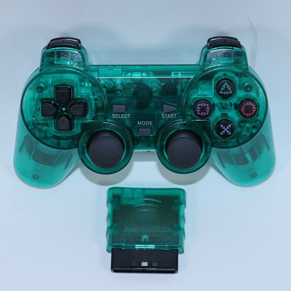 US Sony PS2 Wireless 2.4GHz Dual Vibration Controller Gamepad Transparent Color
