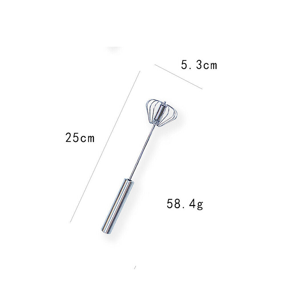 US 2-4Pc Stainless Steel Semi-Automatic Hand Push Egg Whisk Beater Mixer Blender