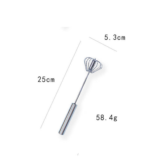 US 2-4Pc Stainless Steel Semi-Automatic Hand Push Egg Whisk Beater Mixer Blender