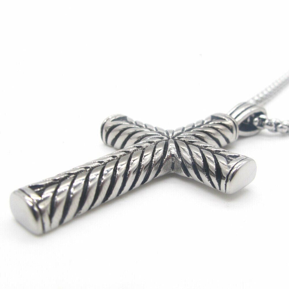US 2-4 Pack Cool Boys Men Stainless Steel Cross Pendant Necklace Women Chain