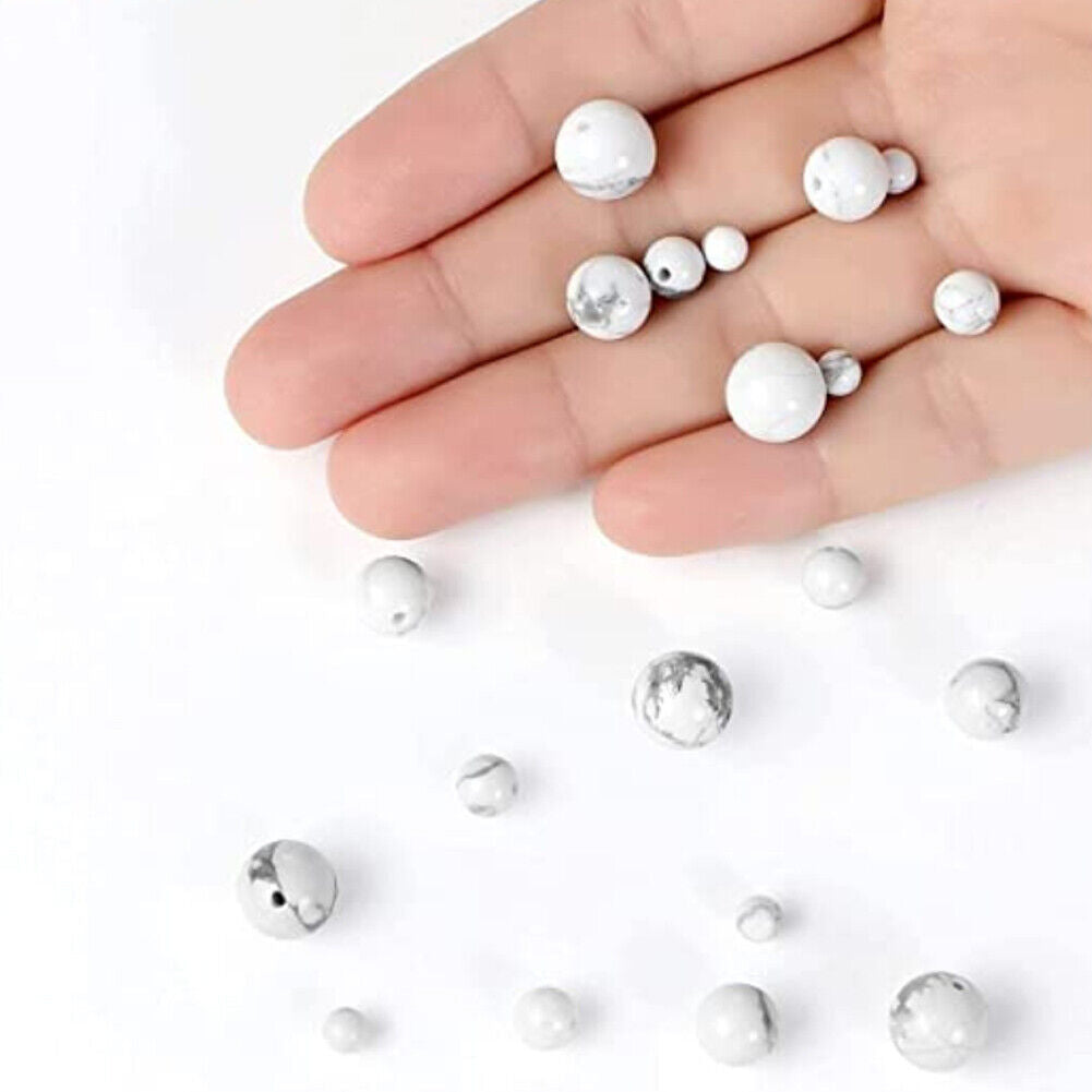 US 8mm 15" Strands Natural Polished Howlite Stone Loose Bead For Jewelry Making