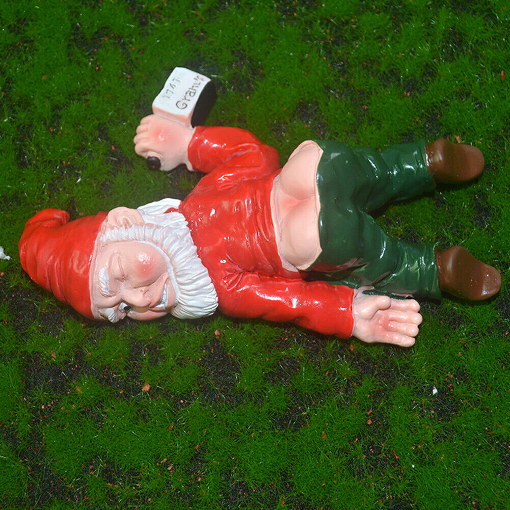 US 2 Pc Drunk Dwarf Garden Gnome Decoration Ornament Decor Yard Patio Lawn