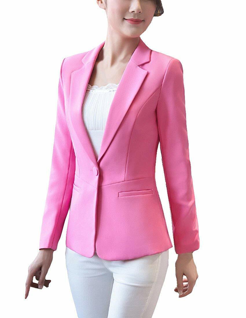 MFrannie Women Notch Lapel One Button Lined Slim Fit Blazer Jacket