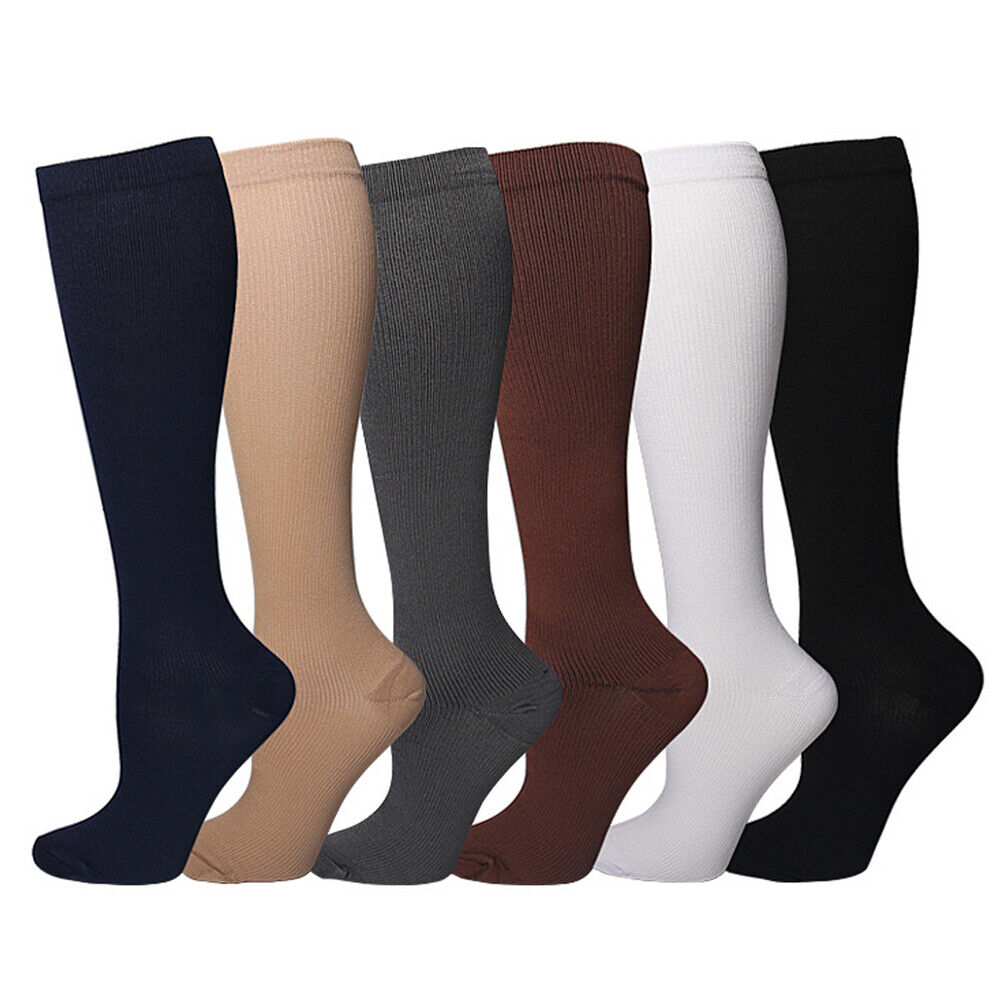 US 6-12Pairs Compression 15-20mmHg Graduated Support Socks Calf Men Women S-XXL