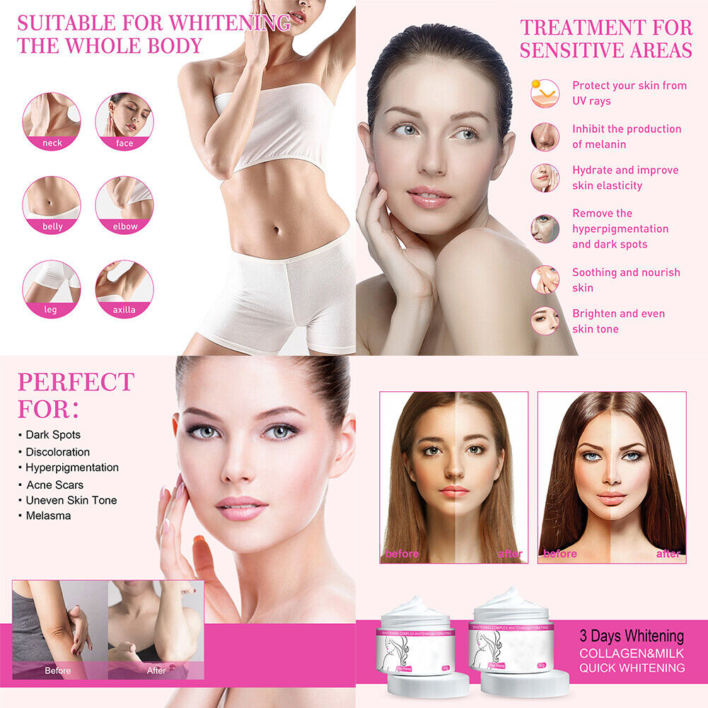 US 1-2 Pc Dark Skin Permanent Bleaching Cream Whiten Lighten Brighten 50g/1.69FL