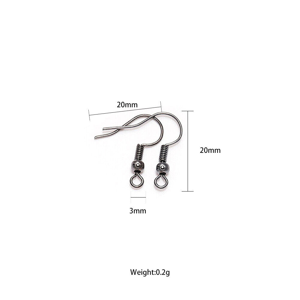US 100-200 DIY JEWELRY Making Findings Earring Hook Coil Ear Wire French Hook
