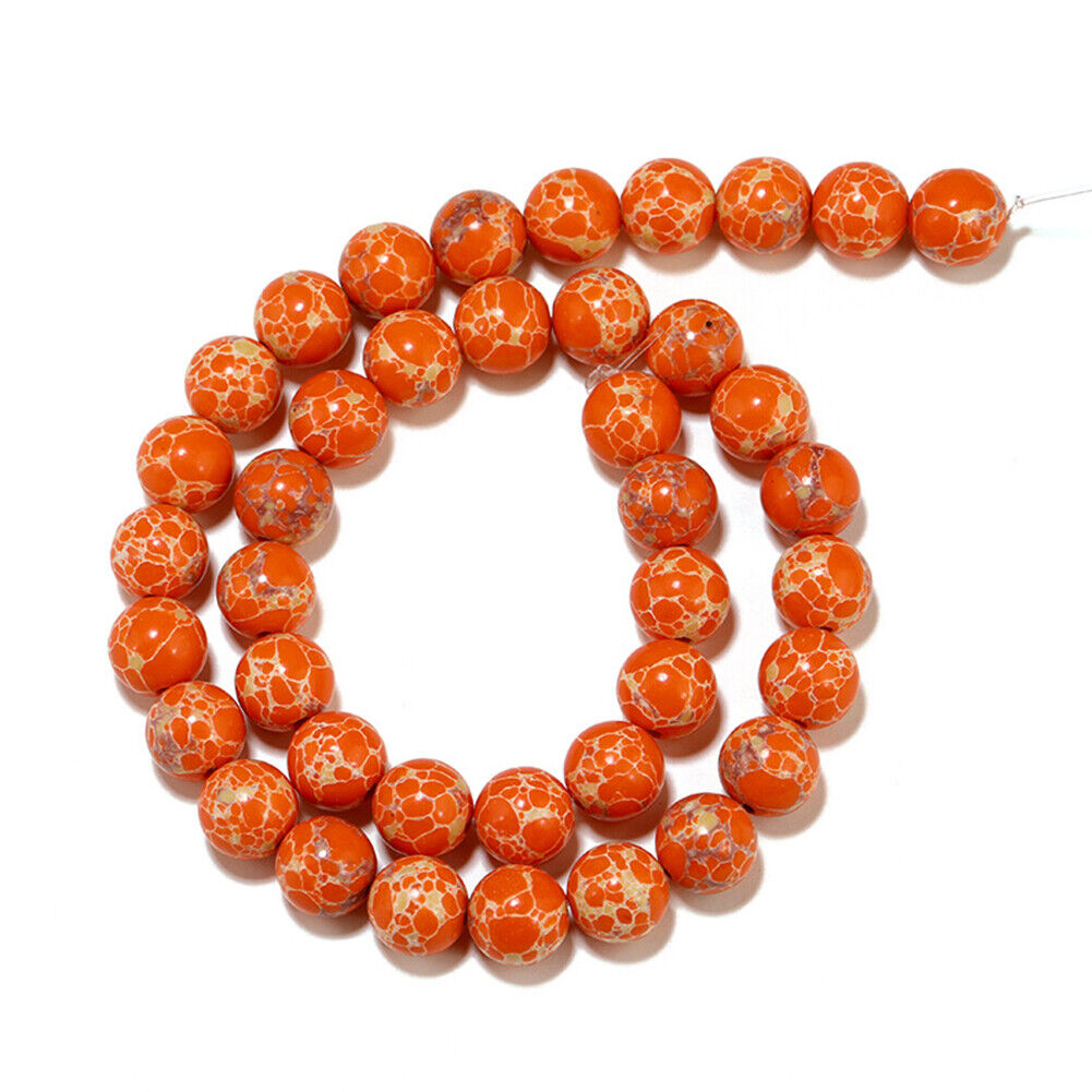 US Red Orange Sea Sediment Imperial Jasper Beads Grade AAA Round Gemstone Loose