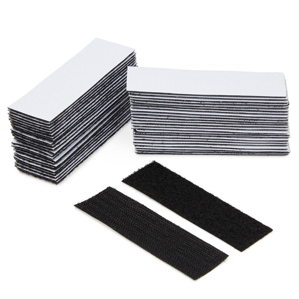 US 40-80 Pack Hook and Loop Strips with Adhesive, 1.2 x 4 Inches Black