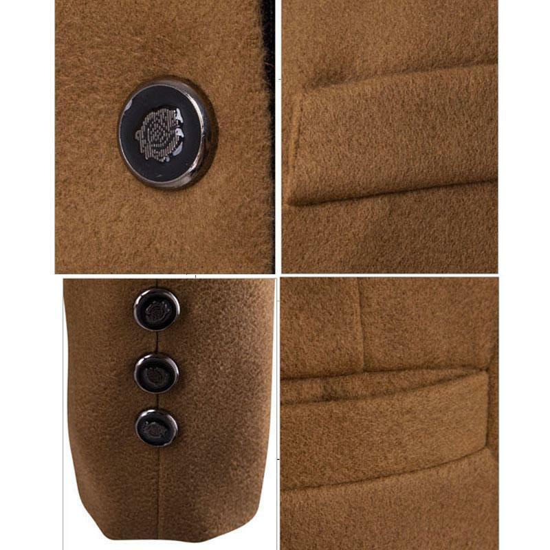 Nidicus Men Retro Single Breasted Pea Coat Classic Slim Fit Wool Blend Jacket