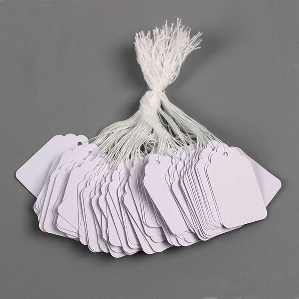 US 500-1000Pc String Size#5 Retail Strung Label Blank White Merchandise PriceTag