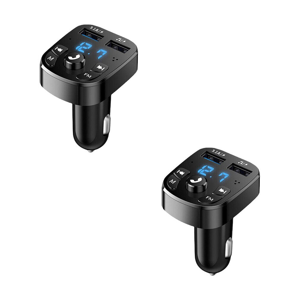 US 1-2 Pc Bluetooth 5.0 FM Transmitter Car Adapter 2-USB PD Charger Wireless AUX