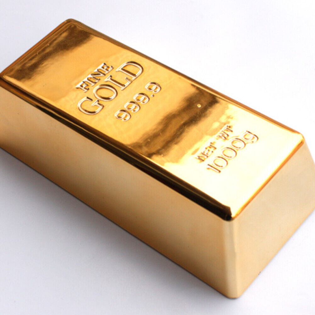 US 2-4Pcs Gold Bar 1 KG Door Stopper Brick Fake Golden Bullion Real Look No Slip
