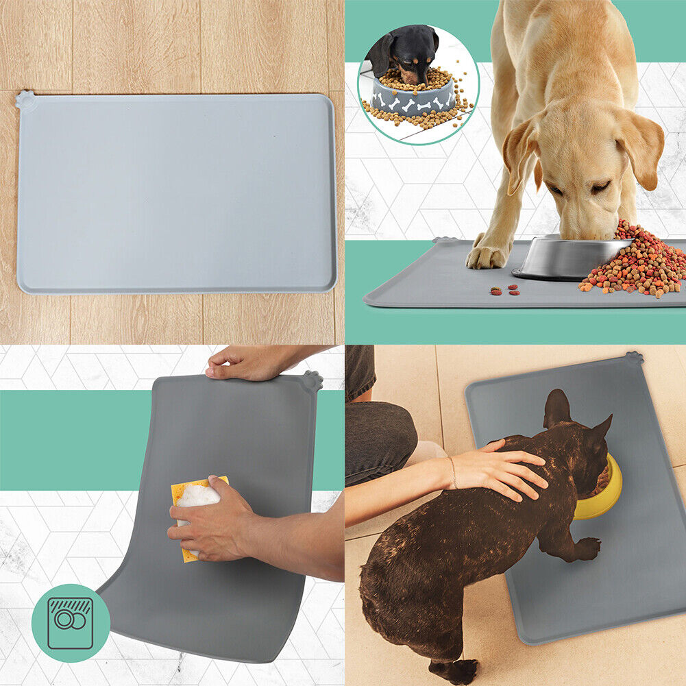 US 2-4 Pcs Silicone Dog Cat Bowl Mat Non-Stick Food Pad Water Cushion Waterproof