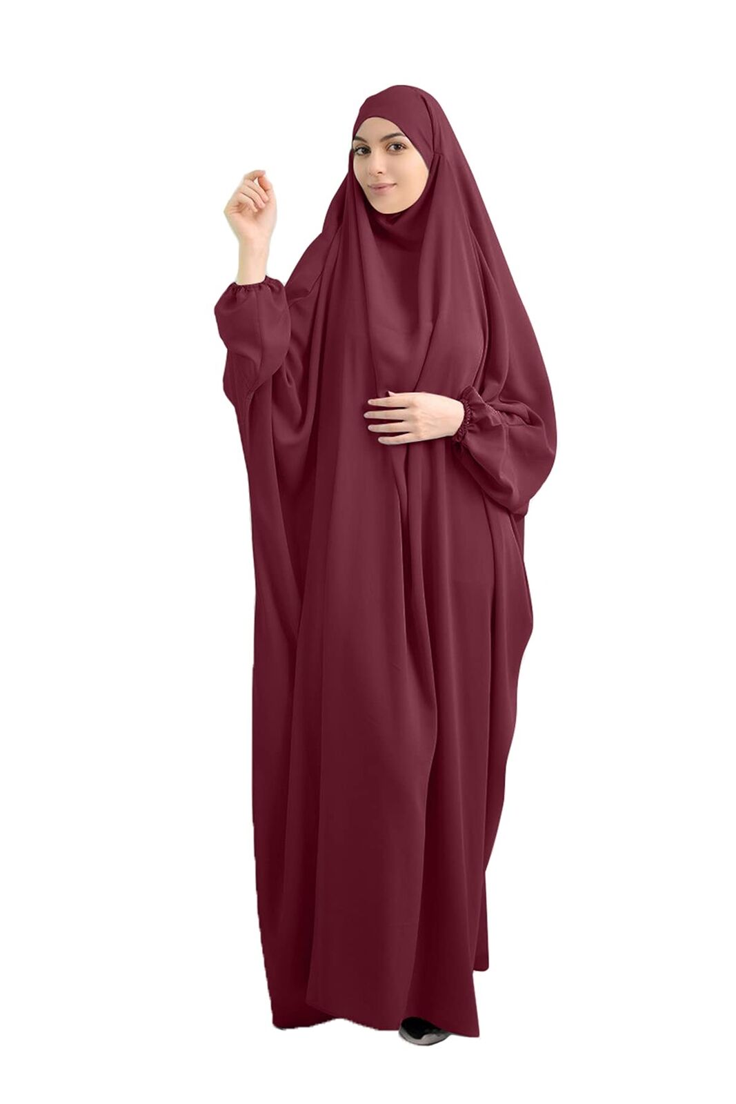Women Muslim  Long Dress One-Size Overall Hijab Thobe Hooded Dress