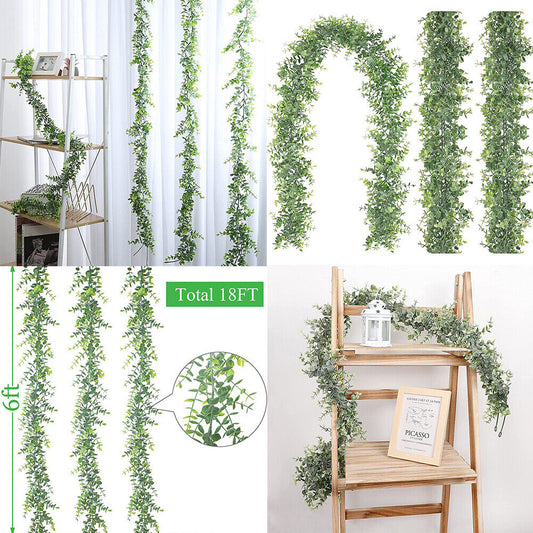 US 2-4 Pack 30 Feet Artificial Ivy Leaf Plants Faux Greenery Garland Plants Vine