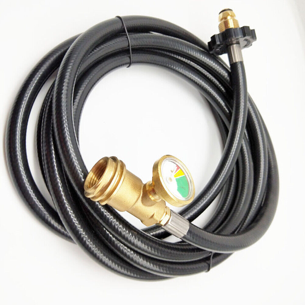 US 12FT Propane Extension Hose w/Gauge for Propane Tank for Most Propane Applian