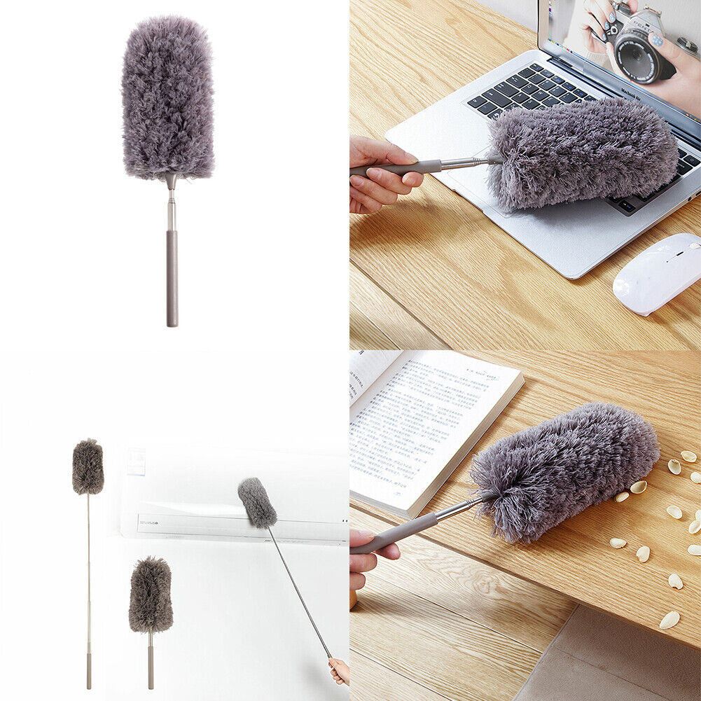 US 1-2 Pcs Adjustable Microfiber Feather Duster Extend Brush Household Cleaning