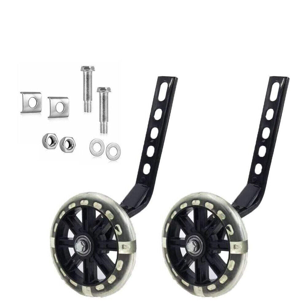US 2-4 Pcs LED Kids Bike Stabilisers Bicycle Training Wheels Heavy Duty 12"- 20"