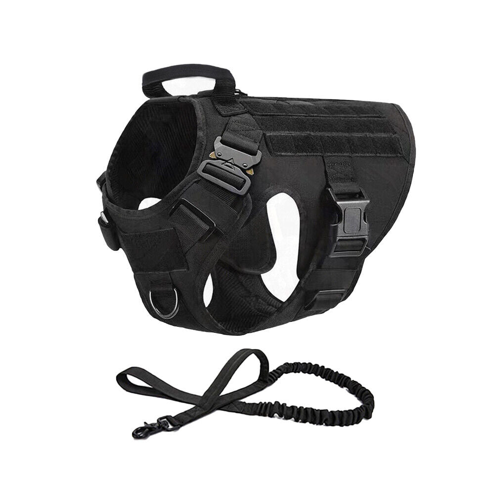 US Tactical Police K9 Training Dog Harness Military Adjustable Nylon Vest Leash