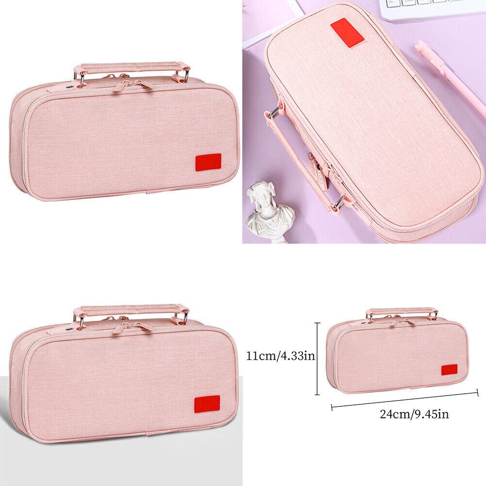 US Pencil Case Pen Pouch Large Capacity Stationery Box Makeup Bag School Student
