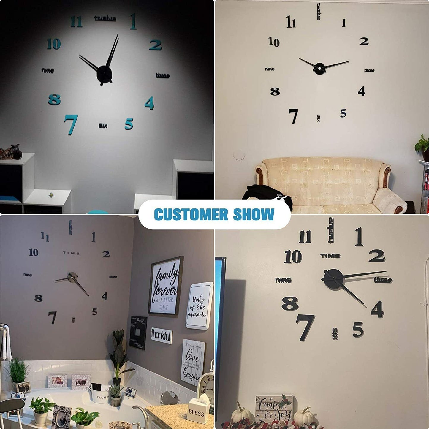 DIY Wall Clock  Large Watch Silent Home/Office/School Number Clock Decorations