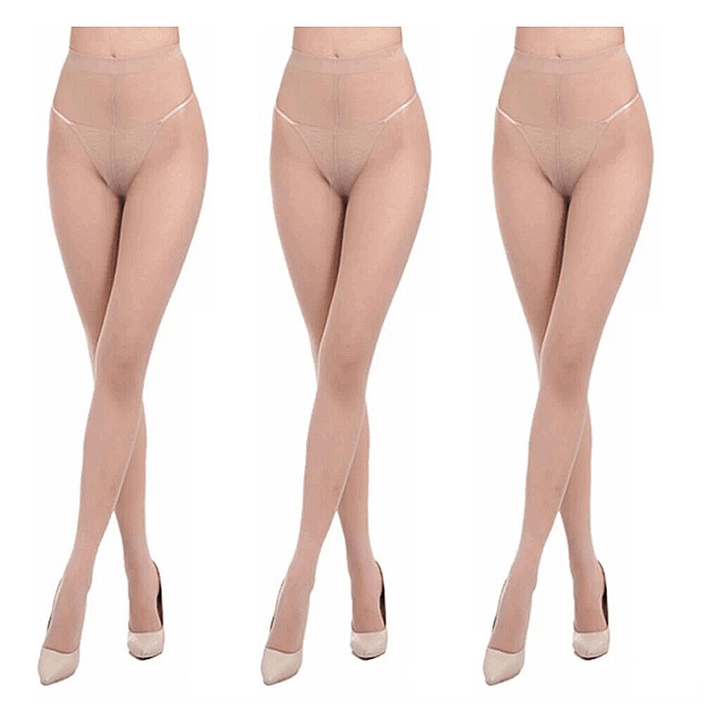 US 3~6 Pairs Sheer Tights Silky Stockings Ultra Thin Glossy High Waist Pantyhose