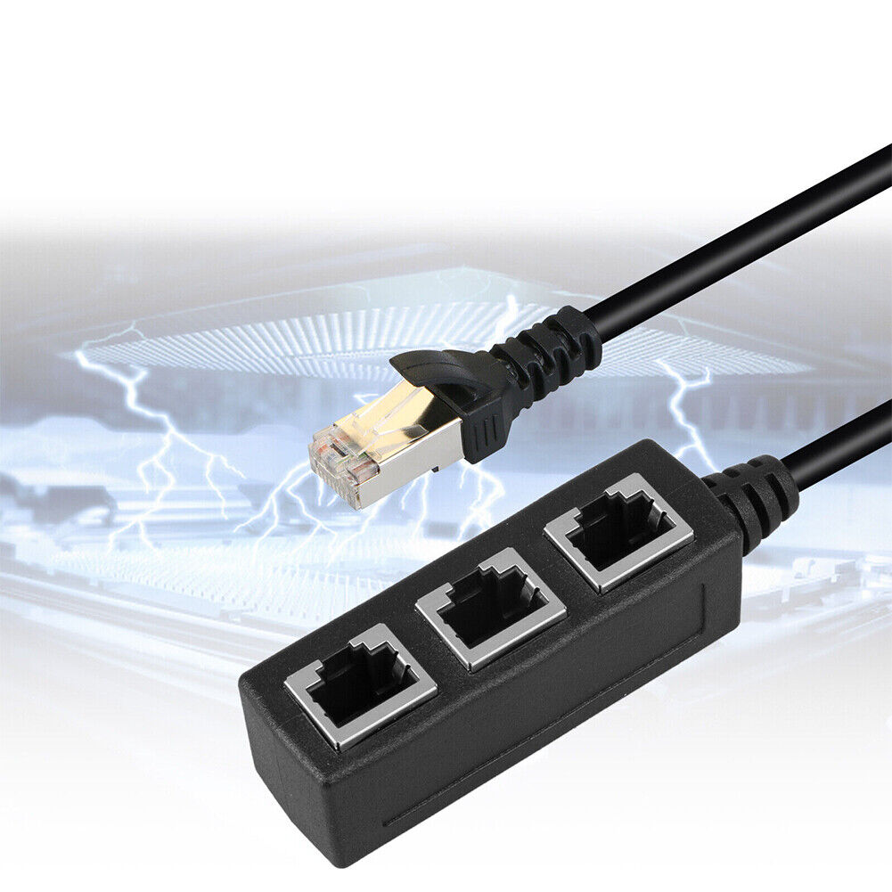 US 1-2 Pack RJ45 Cable Splitter Ethernet Adapter 1 To 3 Port LAN Network Plug