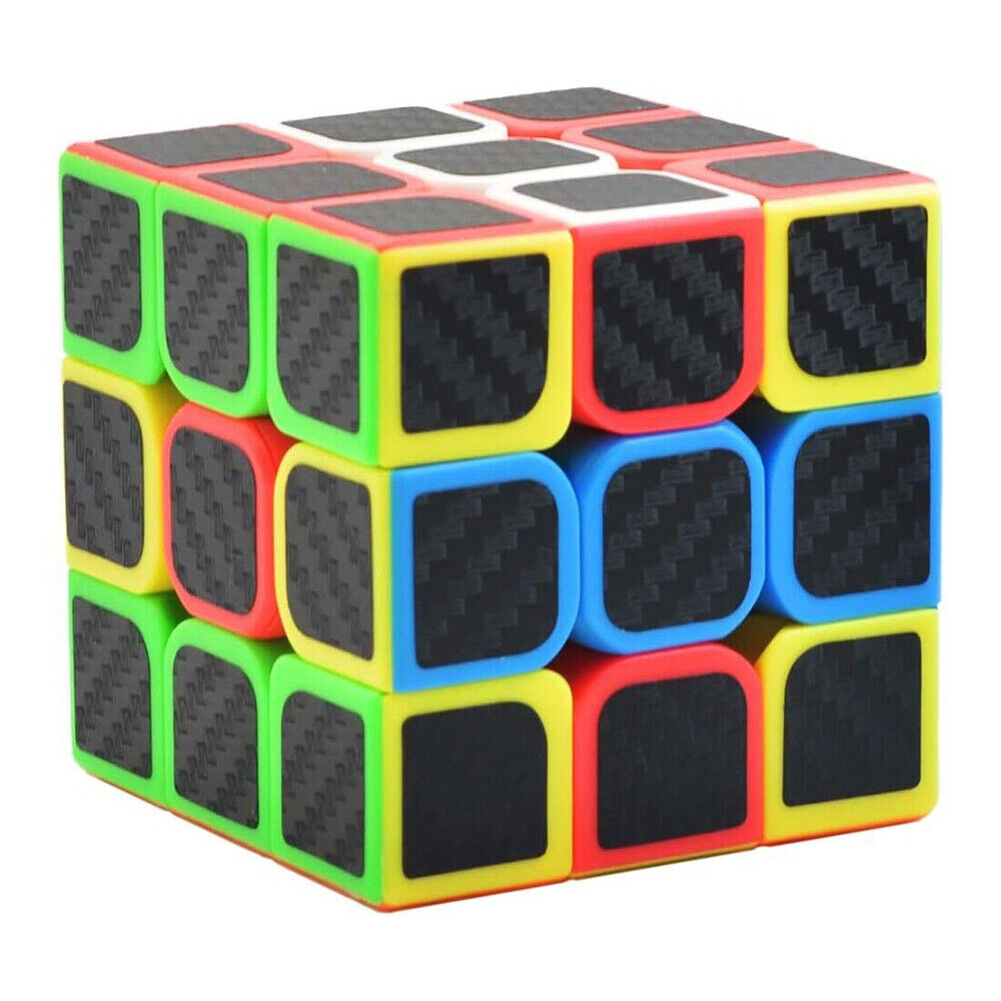 US 1-2 Pc Full Sized Speed Cube Carbon Fiber 3x3 Rubix Magic Puzzle Twist Toy