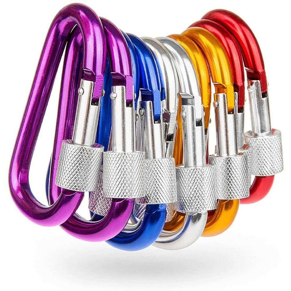 US 5-10 Pcs Carabiners Clip Multicolor 3 Inch Locking D Ring Shape Clips Fine