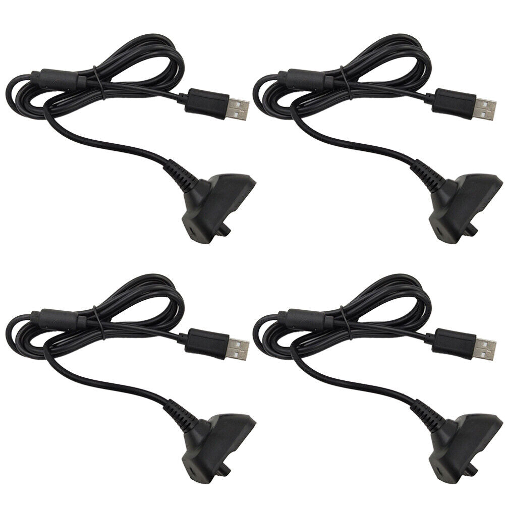 US 2-4 Pcs For Xbox 360 Black Wireless Controller USB Charging Cable Replacement