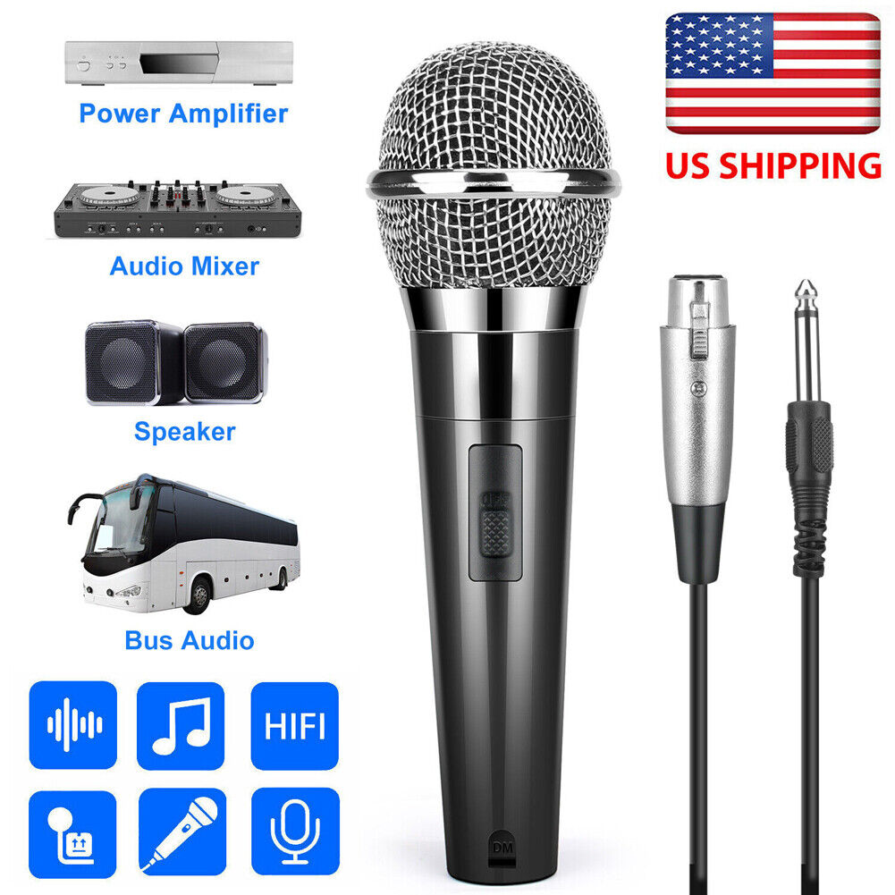 US 1~2 Pack 10Ft Wired Handheld Dynamic Microphone 1/4" Mic Party Speech Karaoke
