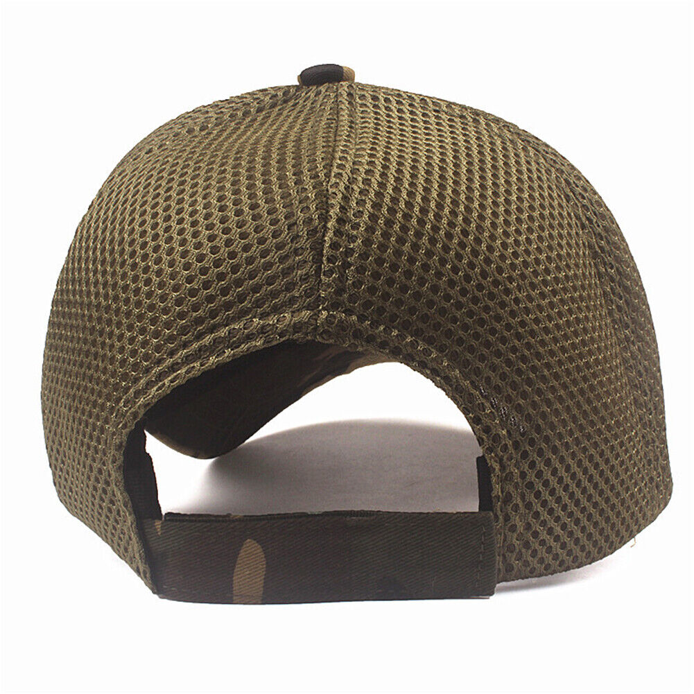US 1-2 American Flag Hat Tactical Army Detachable Patch Mesh Camo Baseball Cap