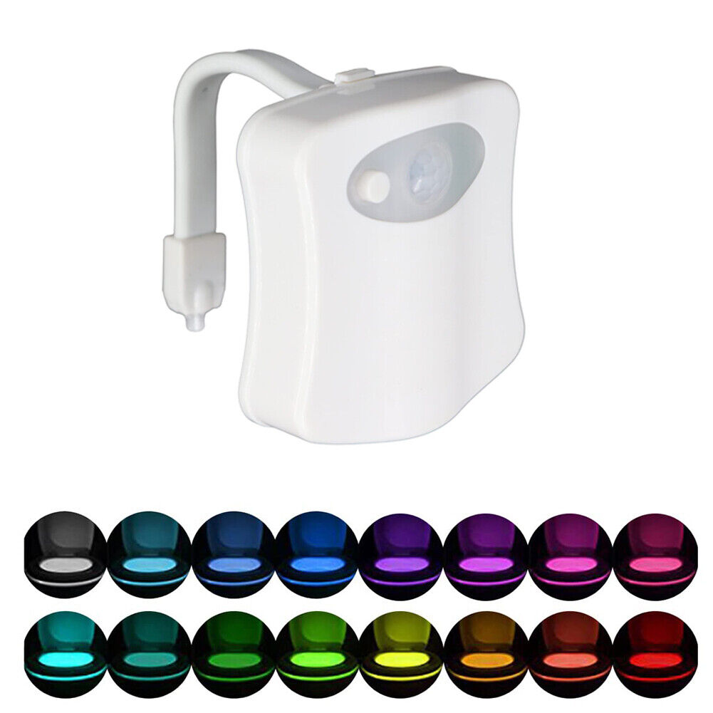 US 3-6 Pack Motion Sensor Activated LED 16 Colors Changing Toilet Night Light