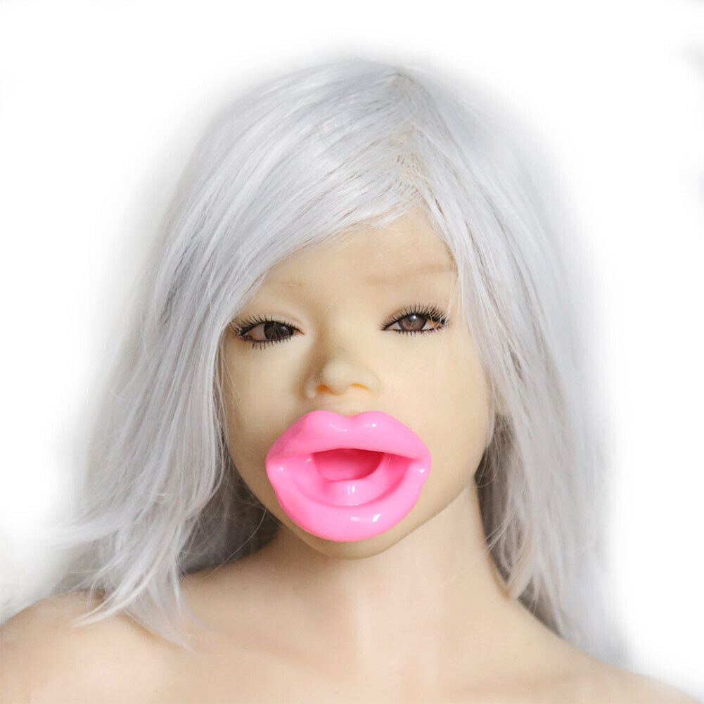 US Lips Shaped Opening O Ring Mouth Gag Silicone Buckle Leather Belt Strap BDSM