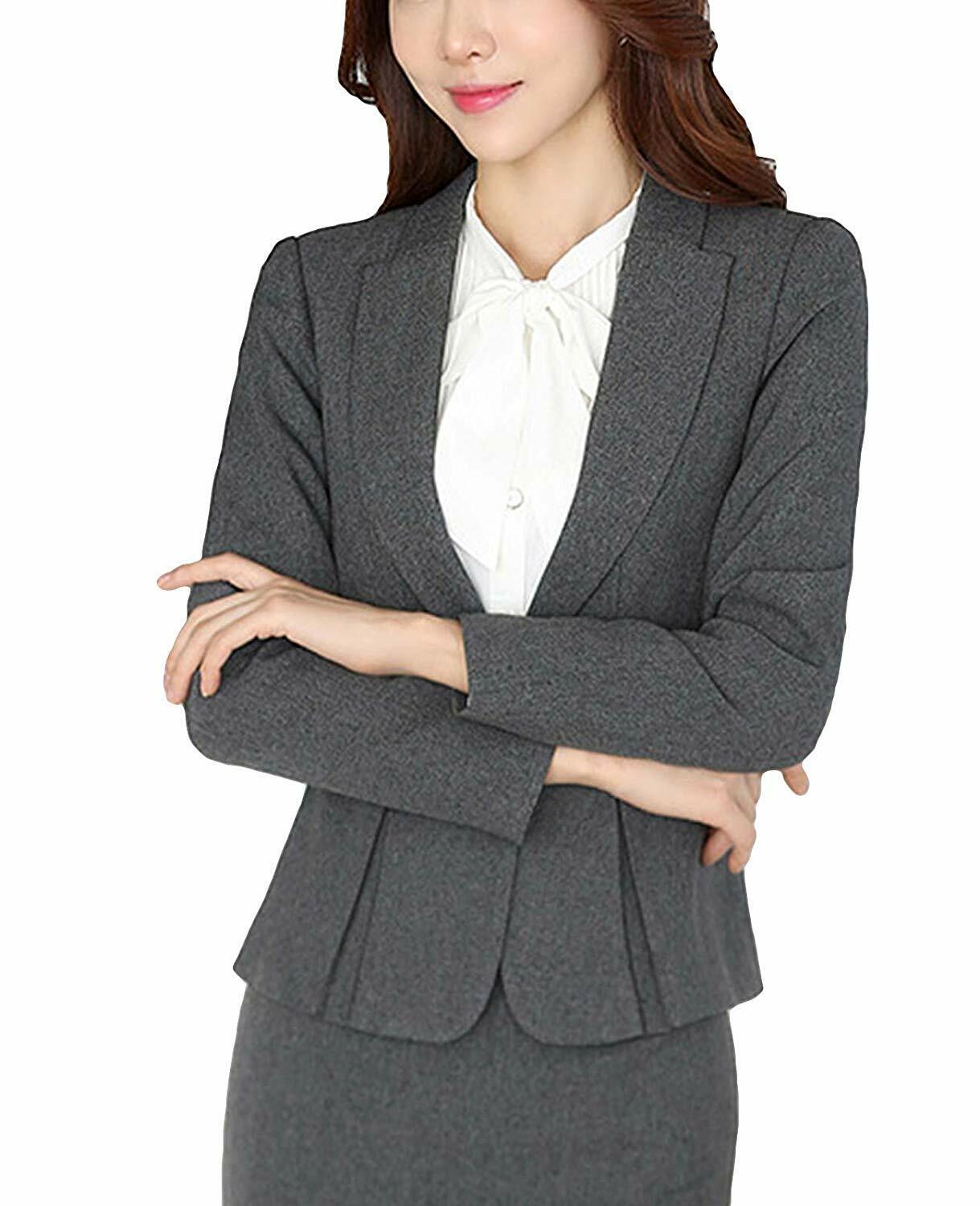 Womens Stylish Split Work Jacket Slim Fit Office Suit Set (Blazer+Blouse+Pants)