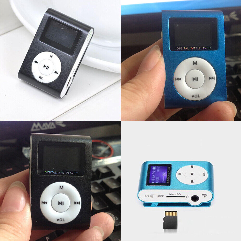 US 2-4 Pc Portable Mini MP3 Music Player LCD Screen Sports Back Clip Memory Card