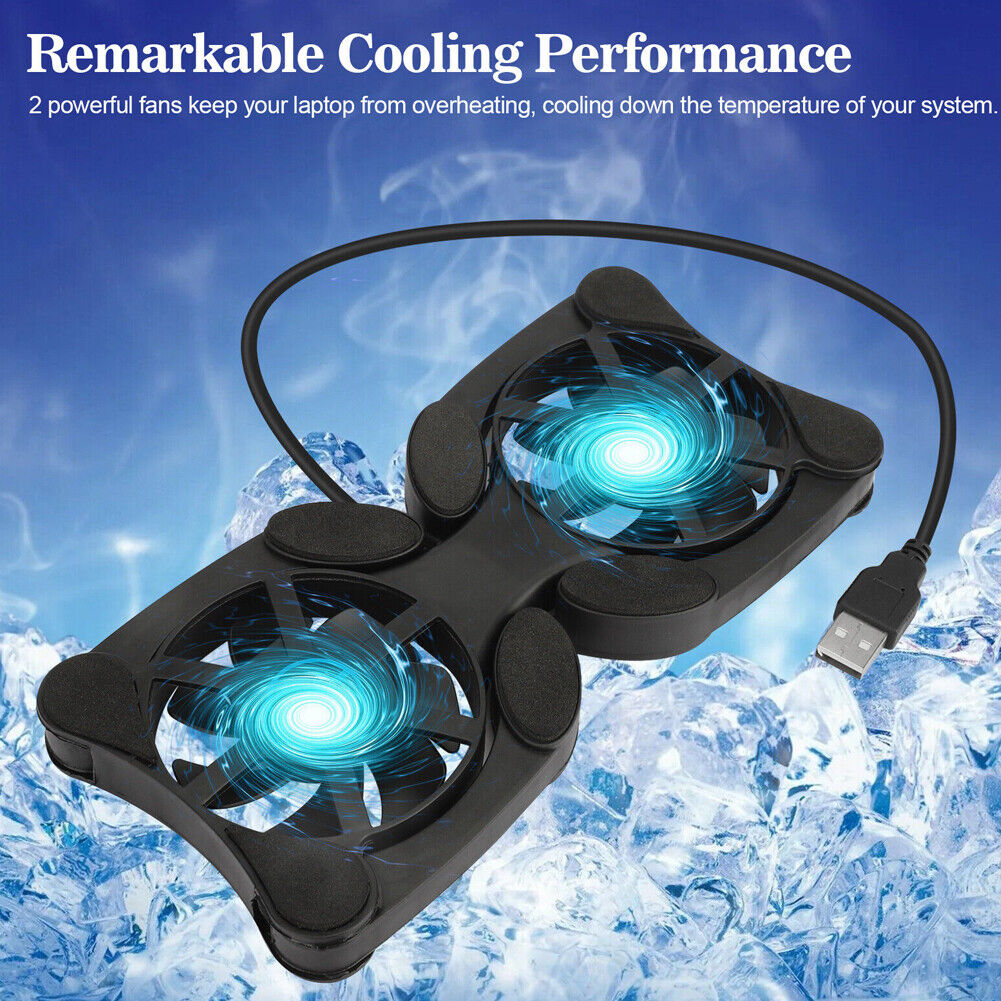 US 2-4 Pc Foldable Dual USB Fan Adjustable for Laptop PC Notebook Quite Cooler