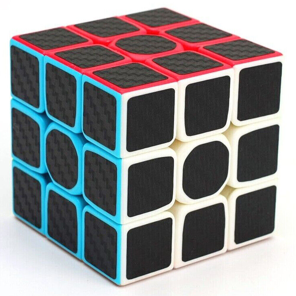 US 1-2 Pc Full Sized Speed Cube Carbon Fiber 3x3 Rubix Magic Puzzle Twist Toy